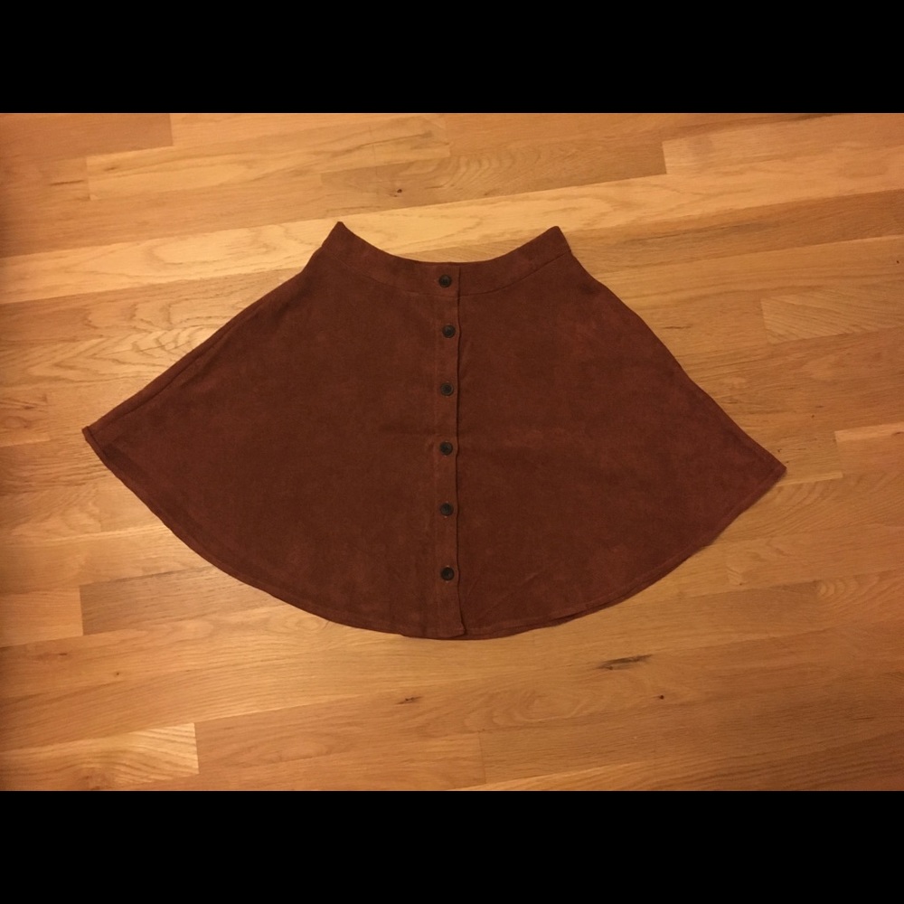 Brown mini chord swing skirt